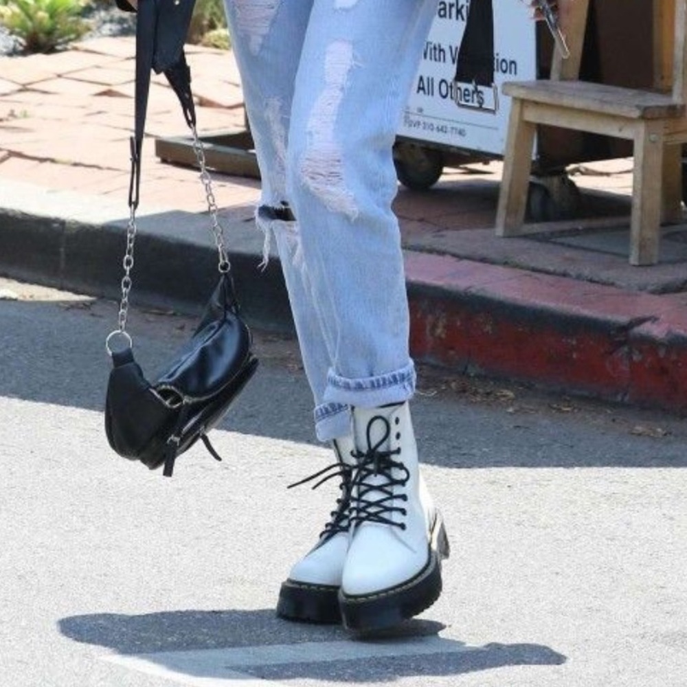 Dr. Marten White Jaden Platform 8- Eye Boot, New, Size 7us Mens/ 8 Us Women